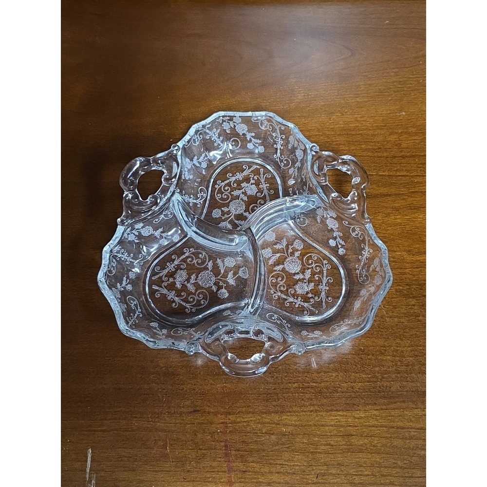 Cambridge Glass Chantily 3‎ part Relish Dish 1938-1958